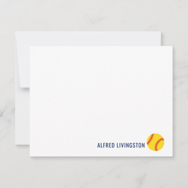 Cartes pour notes de softball à thème sportif (Devant)