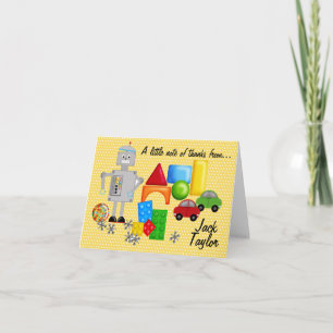 Cartes pour notes des jouets d'un garçon