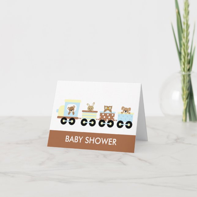 Cartes pour notes du Baby shower du train Animal T (Devant)