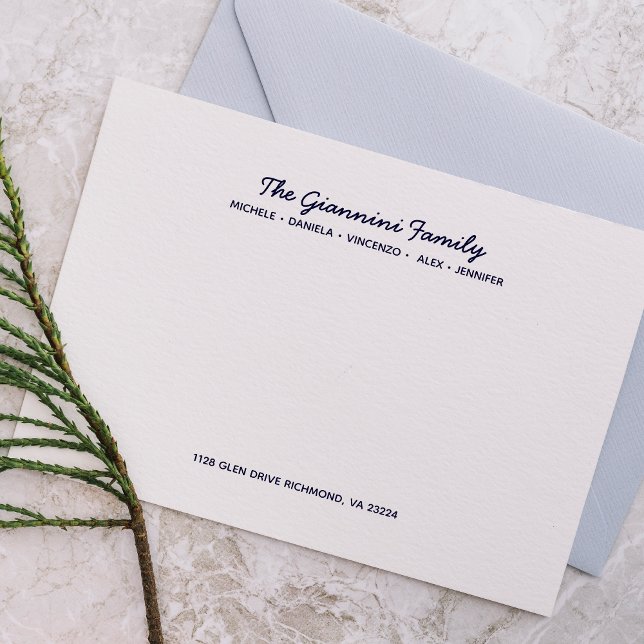 Cartes pour notes FAMILIAUX Noms Cursive Adresse M (Créateur téléchargé)