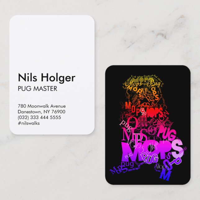 Cartes Pug (Devant / Derrière)