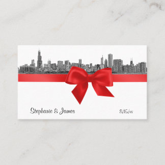 Cartes Red Place BW de Chicago Skyline Etted BW #2
