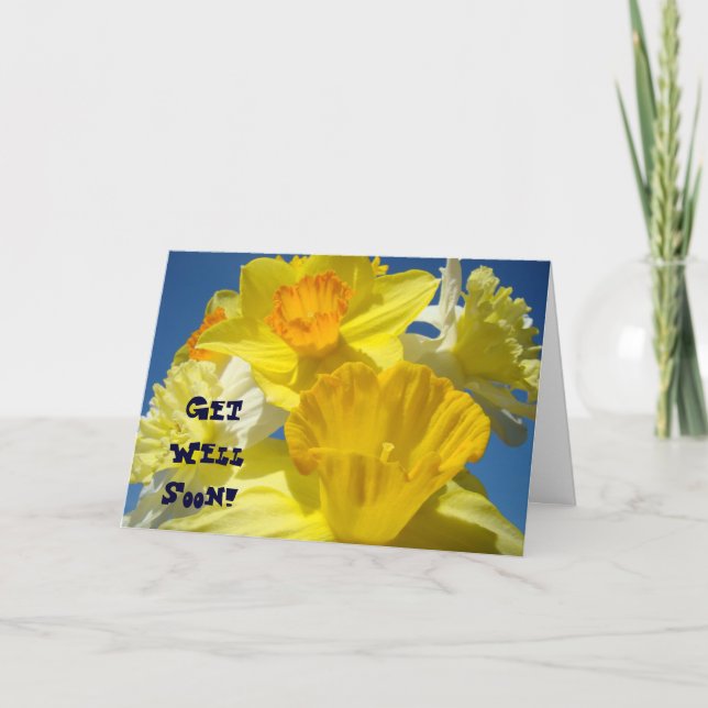 Cartes Remets-toi vite ! Fleur de jonquille jaune  (Devant)