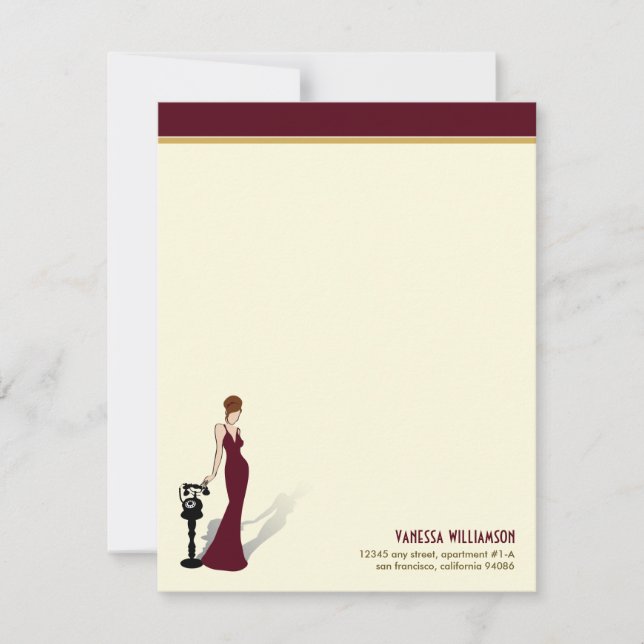Cartes Retro Diva Custom Flat Note (marron) (Devant)