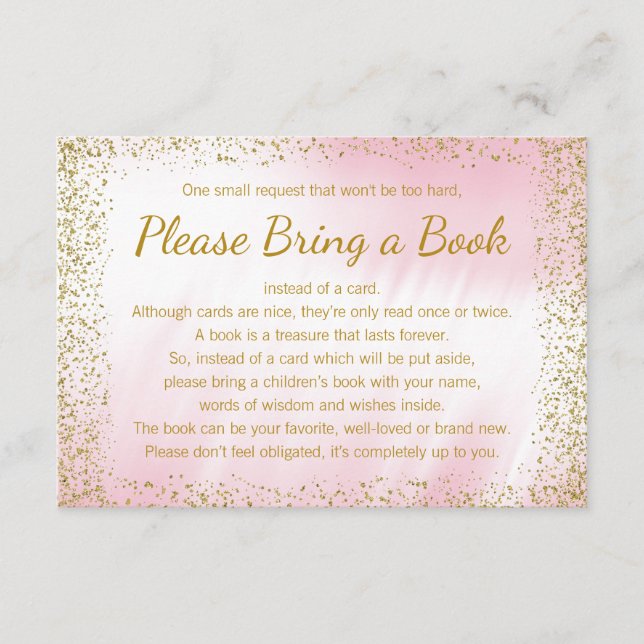 Cartes Rose et Or Apportez un Livre (Devant)