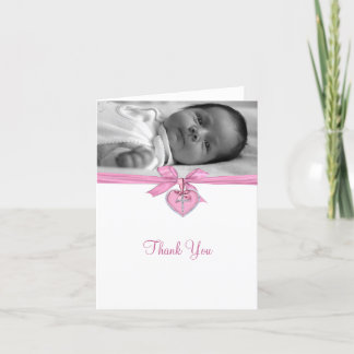 Cartes roses de Merci de baptême de photo d'arc