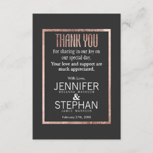 Cartes roses de Merci d'or de Faux chic