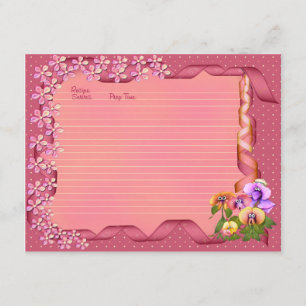 Cartes roses de recette de petit bouquet