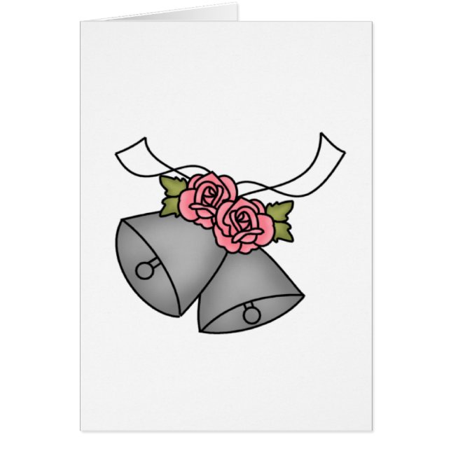 Cartes roses de roses de Bells de mariage (Devant)