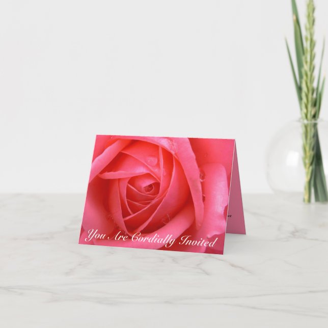 Cartes roses Invitations de mariage personnalisées (Devant)
