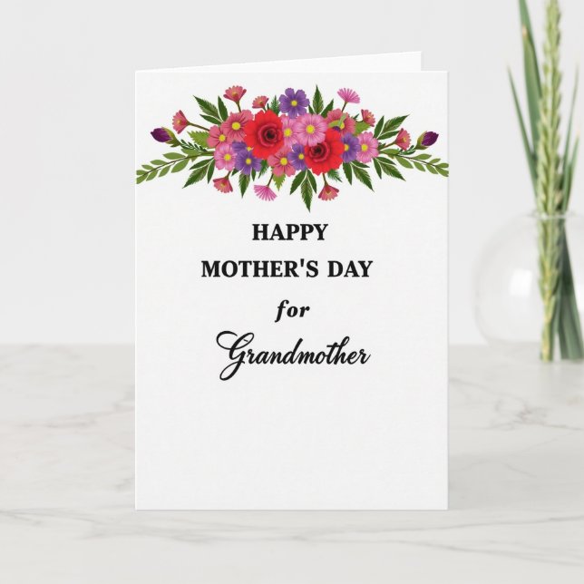 Cartes Roses Rayées Pour Grand-Mère (Devant)