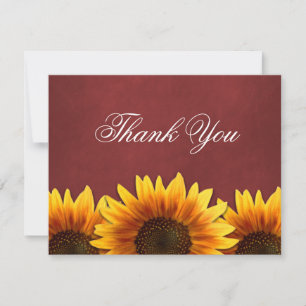 Cartes rouges de Merci de mariage de tournesol de
