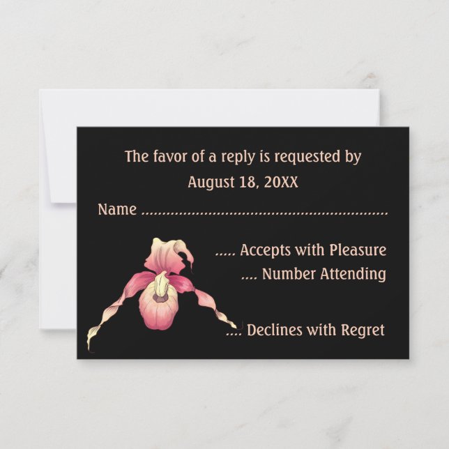 Cartes RSVP à l'orchidée Sabot de Dame Rose (Devant)