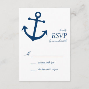Cartes RSVP Ancre nautique (bleu marine)