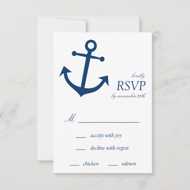 Cartes RSVP Ancre nautique (bleu marine) (Devant)