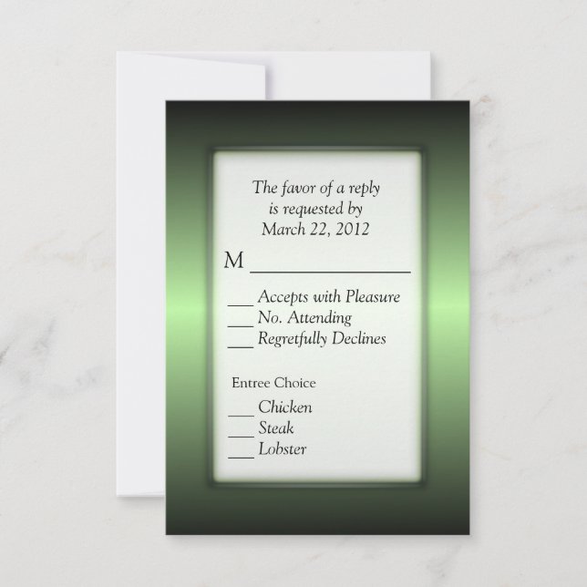 Cartes RSVP Apple Green Shine avec choix de menu (Devant)