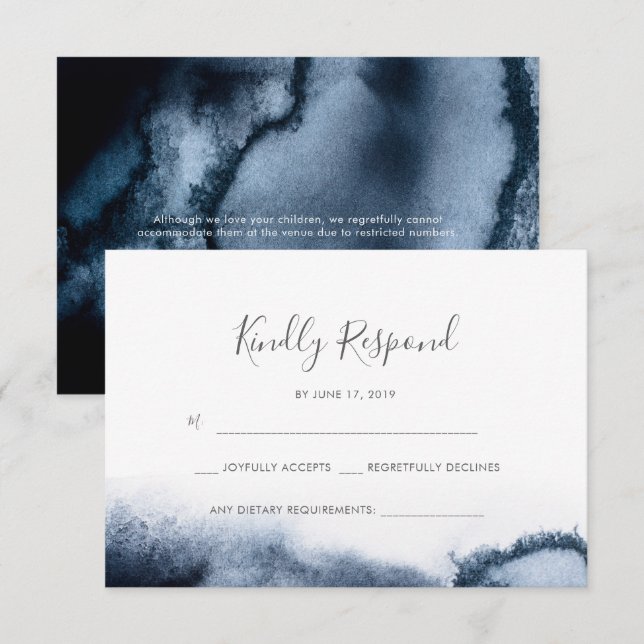 Cartes RSVP aquarelle noir encre (Devant / Derrière)
