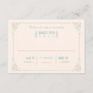 Cartes RSVP Art Déco Bleu & Crème