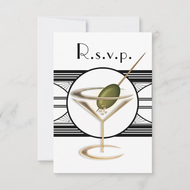 Cartes RSVP Art Déco Cocktail Design (Devant)