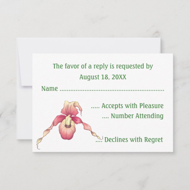 Cartes RSVP au sabot de dame rose (Devant)