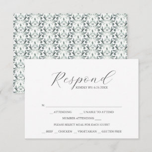 Cartes RSVP avec Motif vert de choix de repas