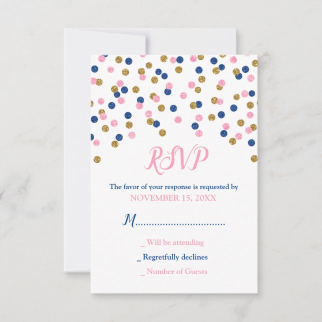 Cartes RSVP Baby shower en or rose (Devant)