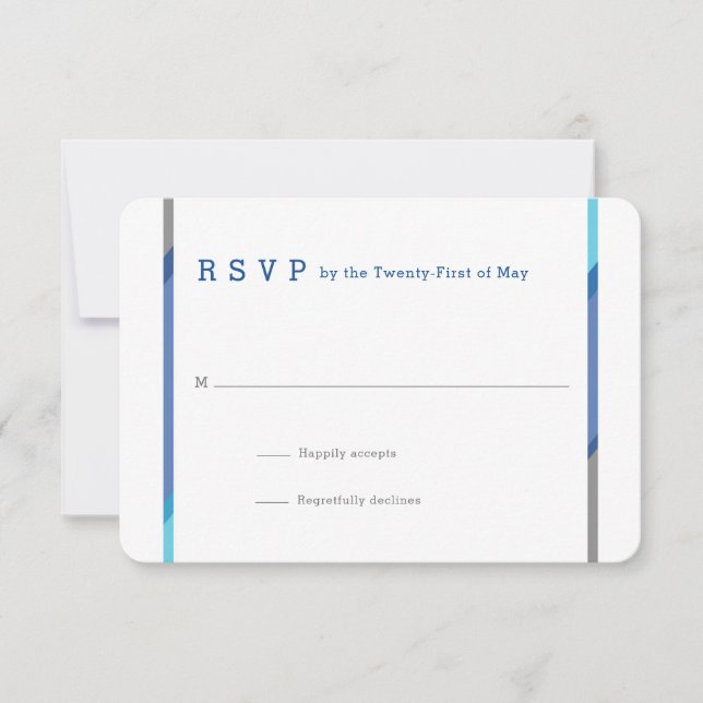 Cartes RSVP Bar Mitzvah modernes | Bleu + Turquois (Devant)