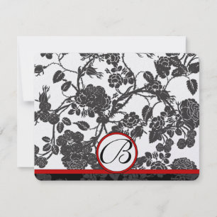 Cartes RSVP-Black Rose Red Trim - motif passé