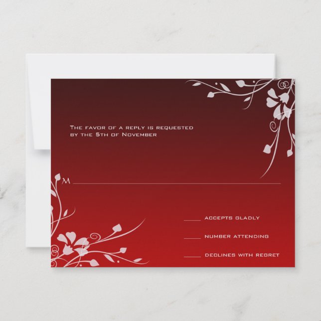 Cartes RSVP blanches rouges et noires (Dos)