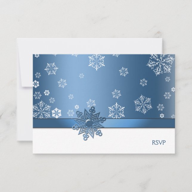Cartes RSVP Bleu et Blanc hiver (Devant)