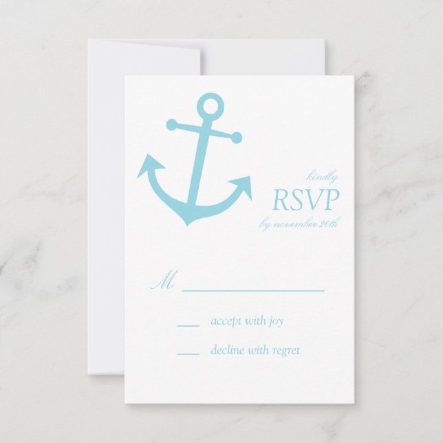 Cartes RSVP (bleu pâle) pour Ancre nautique (Devant)