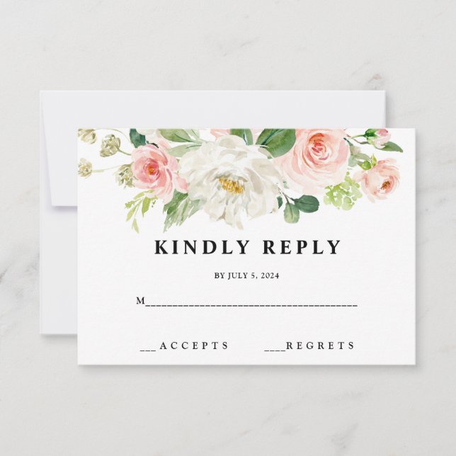 Cartes RSVP Blush Floral Wedal (Devant)