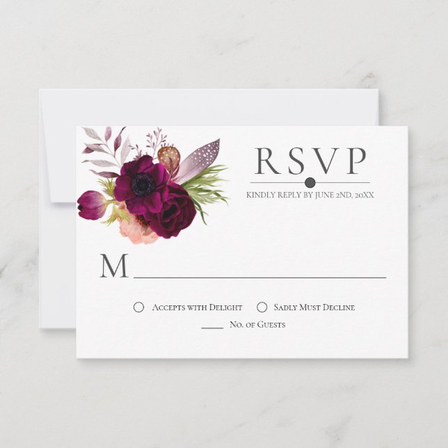 Cartes RSVP Bohemian Floral Romance (Devant)