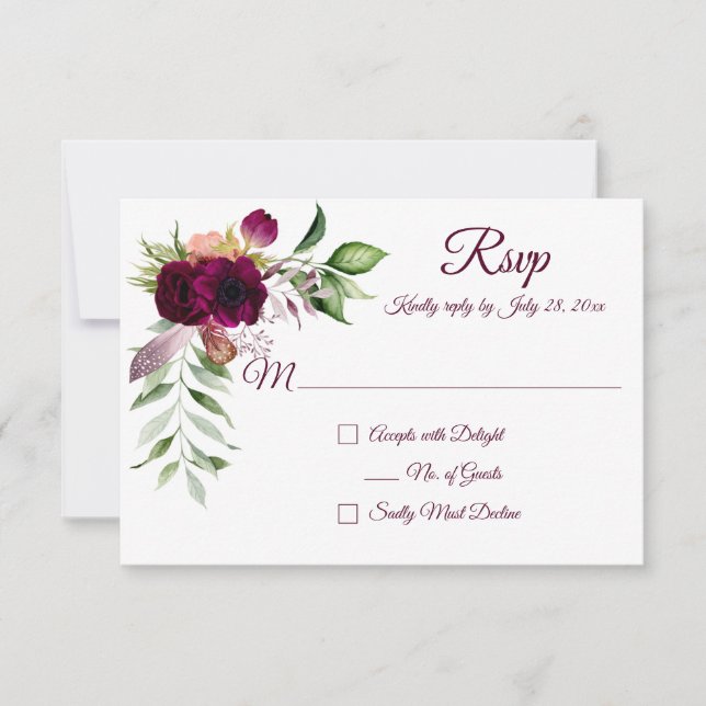 Cartes RSVP Bohemian Floral Romance (Devant)