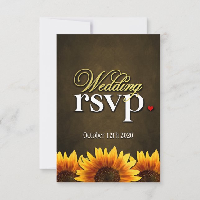Cartes RSVP Brown de Mariage de tournesol (Devant)