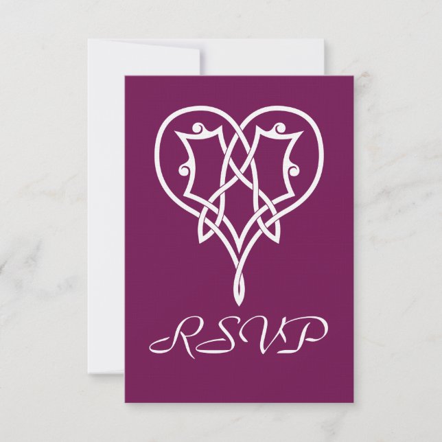 Cartes RSVP Celtic Weave Hearts in Wine (Devant)