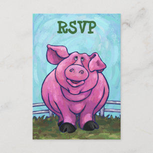 Cartes RSVP Centre Pig Party