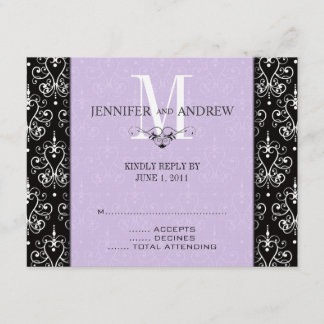 Cartes RSVP Chandelier Monogramme violet