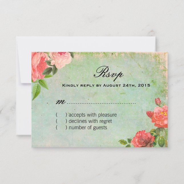 Cartes RSVP Chic Français Shabby (Devant)