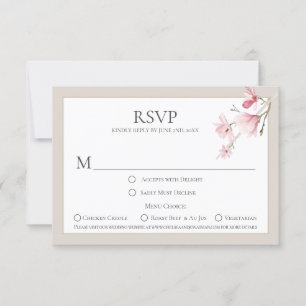 Cartes RSVP Choix du menu Magnolia Blooms