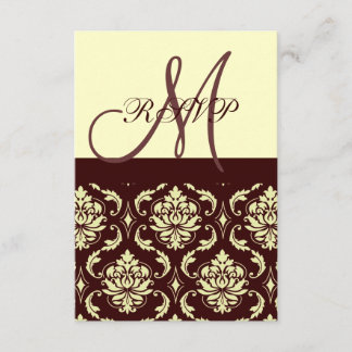 Cartes RSVP Damas Brown d'ivoire pour Invitations