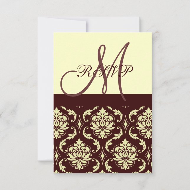 Cartes RSVP Damas Brown d'ivoire pour Invitations  (Devant)