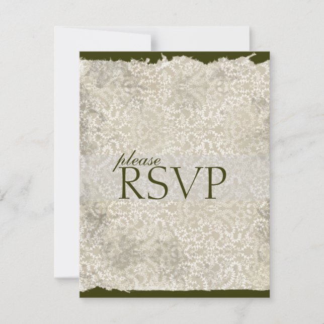 Cartes RSVP Damask Classique, Olive (Devant)