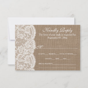 Cartes RSVP de la collection Mariage Burlap & Lace