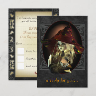 Cartes RSVP de la fête d'Halloween Little Witch