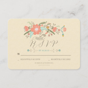 cartes RSVP de mariage à fleurs manuscrites