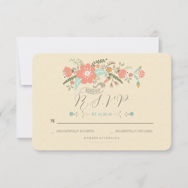 cartes RSVP de mariage à fleurs manuscrites (Devant)