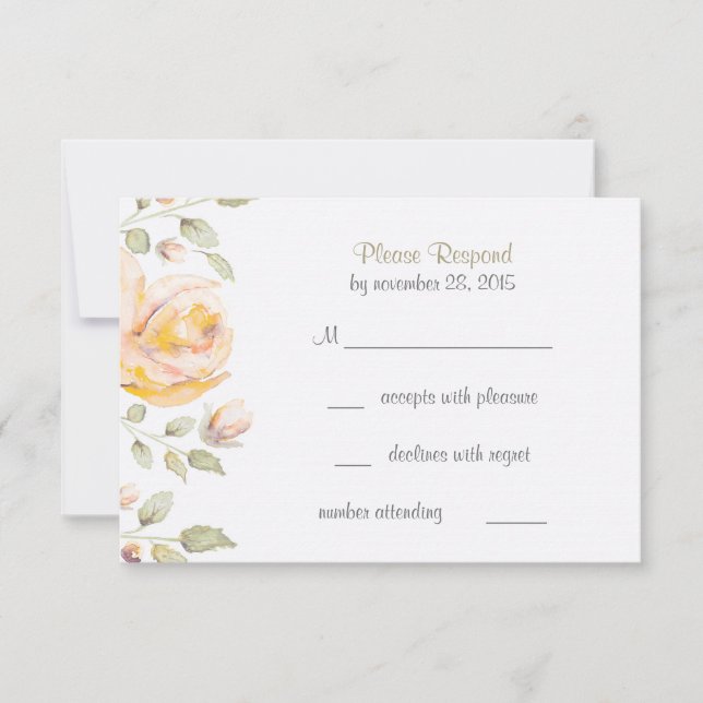 Cartes RSVP de mariage à l'aquarelle florale éléga (Devant)