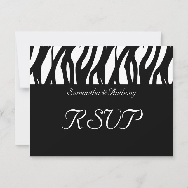 Cartes RSVP de mariage à rayures modernistes noir  (Devant)