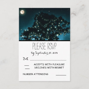 Cartes RSVP de mariage arbre de nuit rustique avec